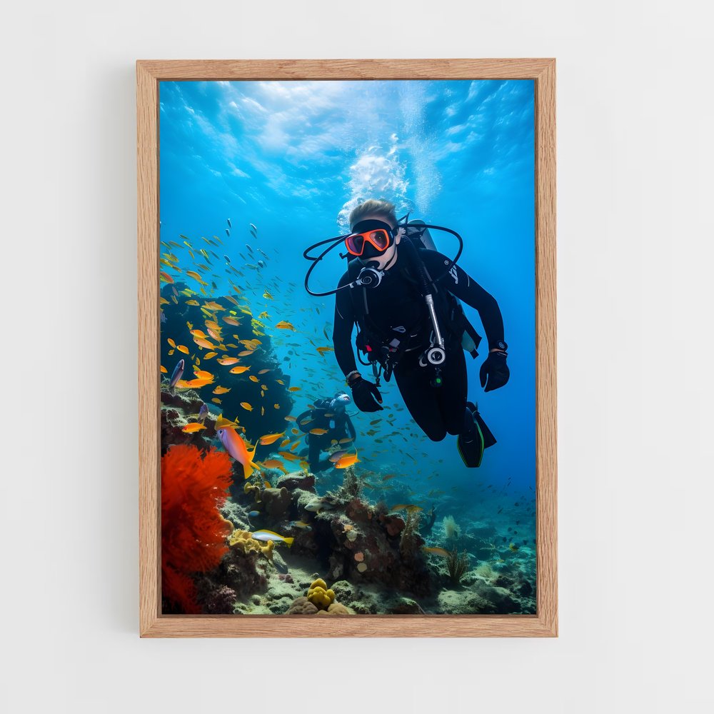 Poster Plongée Colorée – affiche Plongeon depuis une plateforme (vue 4)